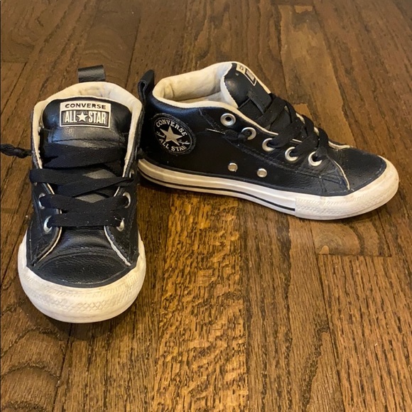 boys black leather converse